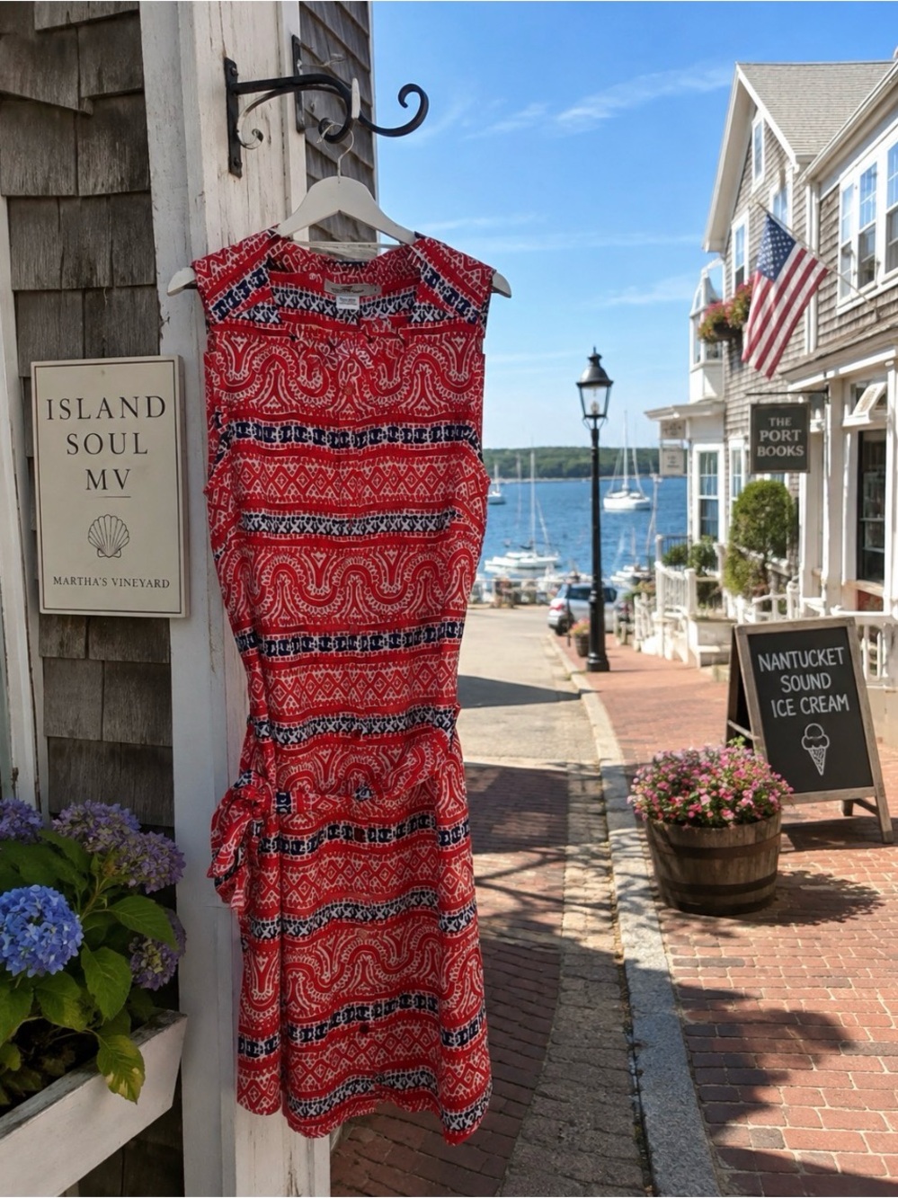 Women's Red Patterned Sleeveless Dress